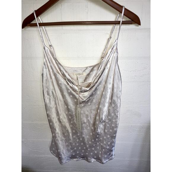 LOVE STITCH Dot Jacquard Cowl Neck Satin Cami Top NWT Medium M ROMANTIC FEMININE - Picture 2 of 5